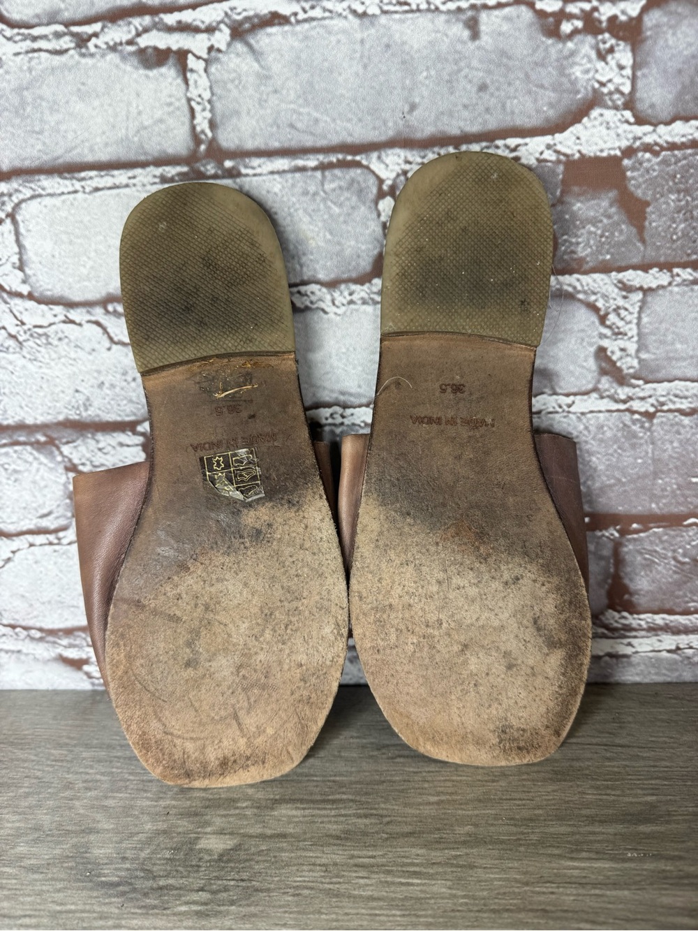 Free People Brown Leather Casual Sandals Slides Slip On Women’s Sz 36.5EU/6M US - Picture 13 of 14